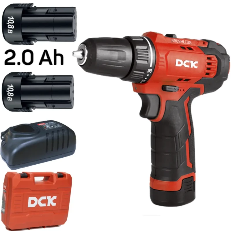 Дрель-шуруповерт аккум бесщеточная DCK KDJZ23-10, 10,8В, 2*2а/ч. 35нм, кейс