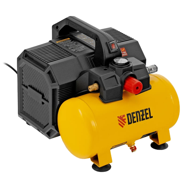 Компрессор  DLS750/6 безмасляный малошумный 750 Вт, 140 л/мин,ресивер 6 л Denzel