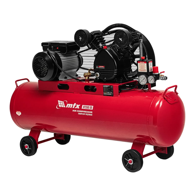 Компрессор воздушный ременный привод КР2500/80, 2,5 кВт, 80 литров, 420 л/мин МТХ