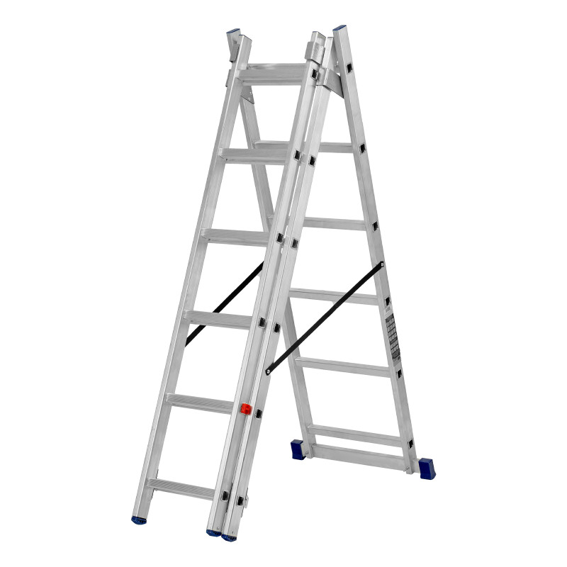Лестница, 3 х 6 ступеней, алюминиевая, трехсекционная, Сибртех